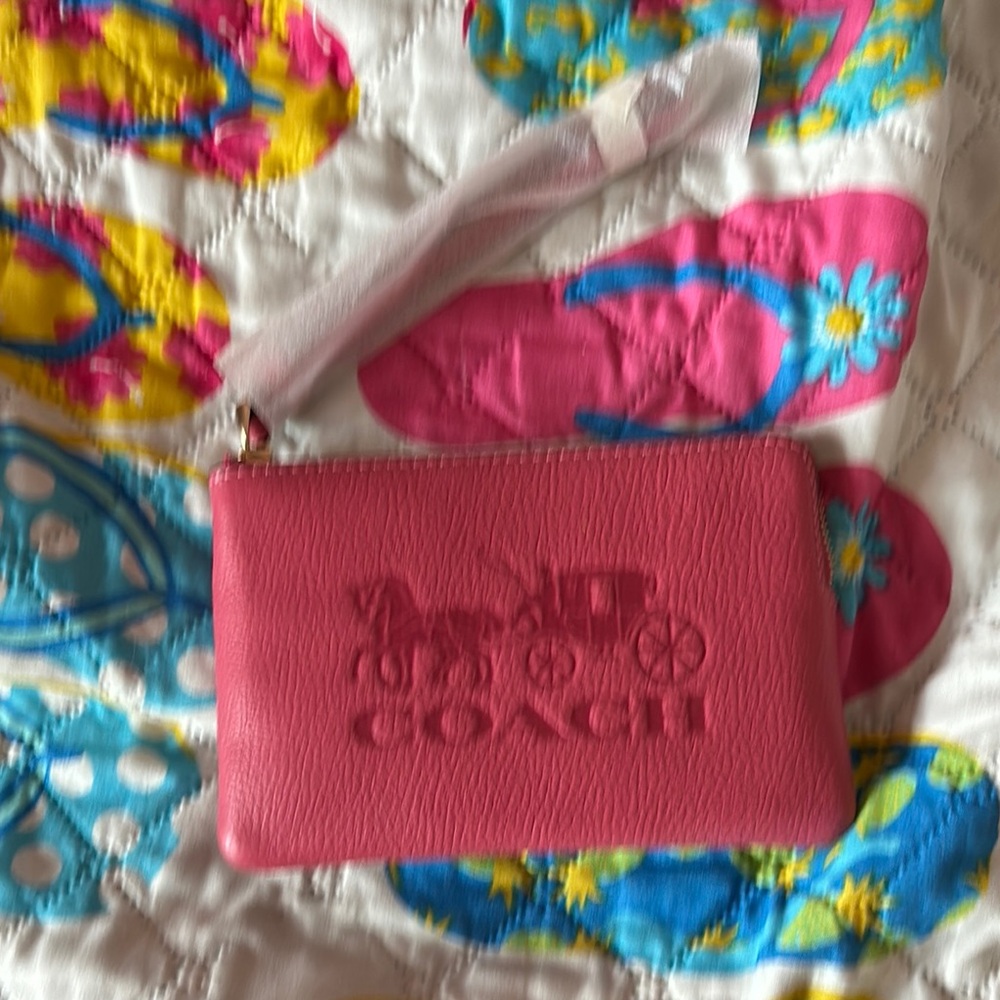 Coach Fuchsia Leather Wristlet